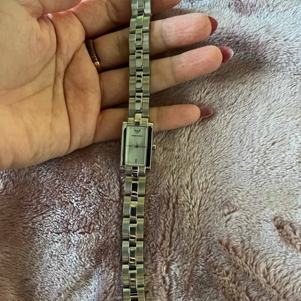 Emporio Armani Silver Rectangular Watch